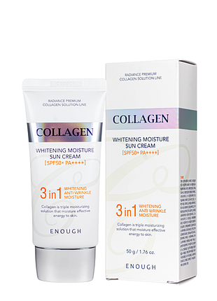 Сонцезахисний крем с spf50+ pa++++ enough collagen 3in1 з ефектом відбілювання, 50 мл