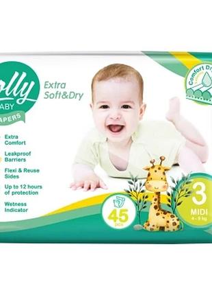 Подгузники lolly soft midi 3 4-9 кг 45 шт (4820174981259)