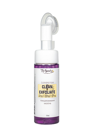Пінка для вмивання кислотна top beauty clean&exfoliate, 170 мл daily skin care