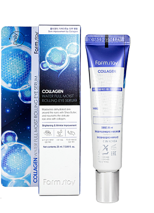 Сироватка-ролер для шкіри навколо очей farmstay collagen water full moist rolling eye serum 25 мл