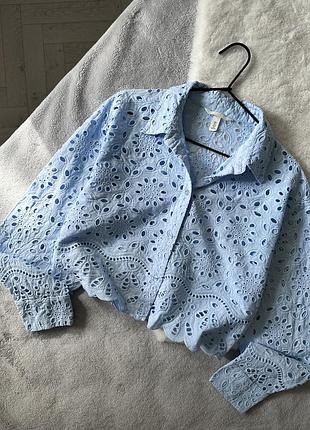 Голубая блуза из прошвы h&amp;m 3