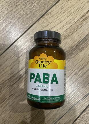 Country life paba 1,000 mg (60 таблеток)
