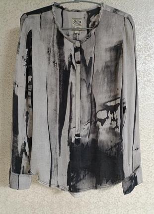 Женская арт блуза блузка рубашка принт от бренда go silk модель go clean blouse 100% шлк, р.xs