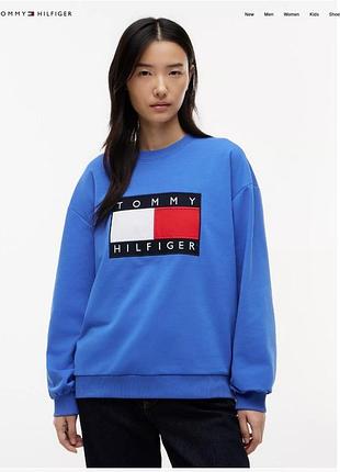 Жіночий світшот tommy hilfiger с s синій без флісу оригінал