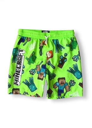 Салатовые короткие шорты для плавания плавки майнкрафт minecraft для мальчика primark 9-10 лет