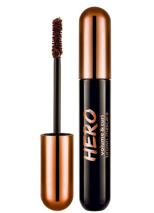 Тушь для ресниц flormar hero объем и подкручивание коричневая, 10 мл