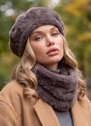 Женский комплект берет и бафф 10