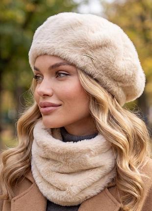 Женский комплект берет и бафф 5