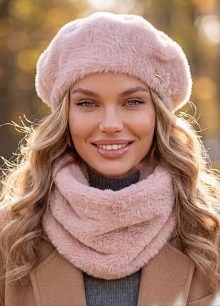 Женский комплект берет и бафф 8