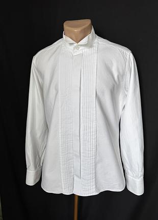 Tailor store белая рубашка под смокинг нарядная под запонки под бабочку качественный длинноволокнистый хлопок