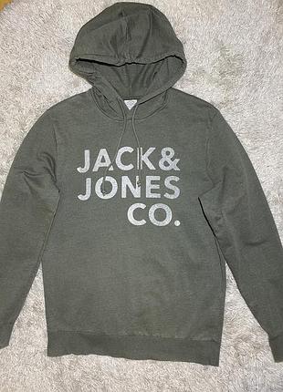 Худі чоловіче jack & jones бавовна поліестер колір хакі, l