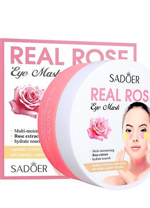 Патчи для кожи вокруг глаз увлажняющие sadoer real rose eye mask гидрогелевые, 60 шт