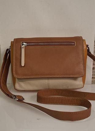 Сумка genuine leather триколірна  з гладкої м'якої шкіри.