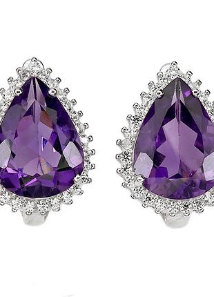 Серьги серебро 925 натуральный аметист