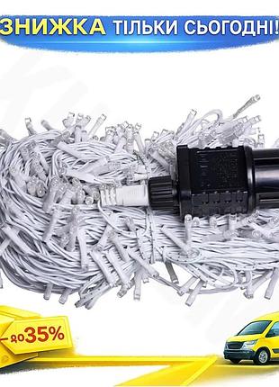 Ku гірлянда різдвяна фея universal fit вулична 50 м 500 led білий провід для декору саду освітлення дл uni2l_k