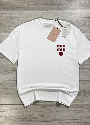 Новая оверсайз женская футболка миу миу miu miu heart oversize, m, оригинал