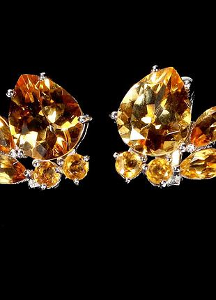 Серьги серебро 925 натуральный цитрин