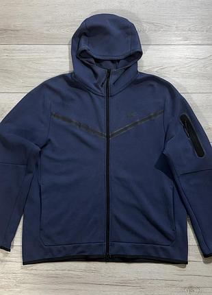 Темно синя кофта зіп-худі найк nike теч фліс tech fleece windrunner, xl, оригінал