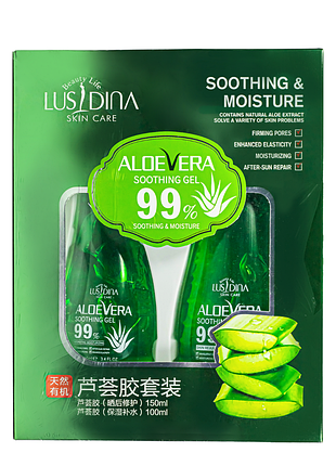 Набір зволожувальних гелів з алое для обличчя й тіла lusidina aloe vera 99% 100 + 150 мл