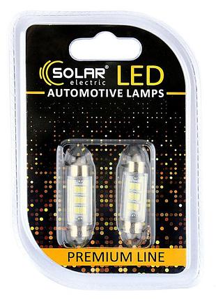 Автолампа solar led 12v sv8.5 t11x39 6smd white, 2шт