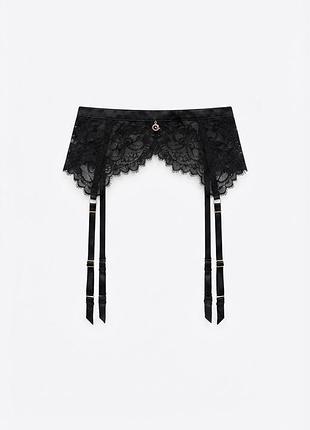 Черный кружевной поясок для чулок doutzen's stories by hunkemöller, размер s