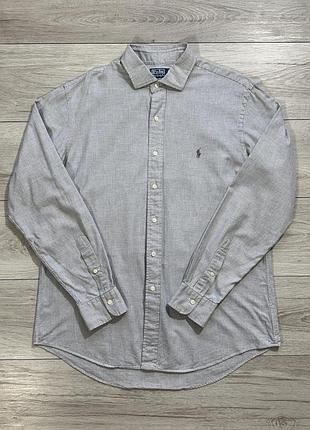 Серая винтажная рубашка ральф лорен polo ralph lauren gingham, факт xl, оригинал