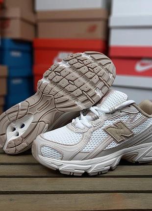 Женские кроссовки new balance 740 beige whiteatch бежевого бежевого с белым цветами