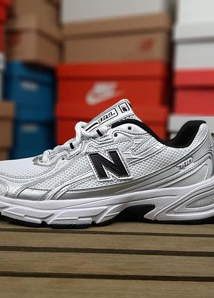 Женские кроссовки new balance 740 white black silver консульт белого беланс белого с серебристым и черным цветов