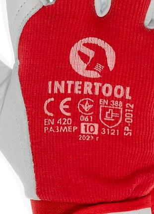 Ku рукавички шкіряні intertool universal fit для роботи з тканинними вставками еластичні захисні рукав uni2l_k 4