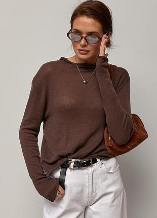 Тонкий напівпрозорий в’язаний джемпер