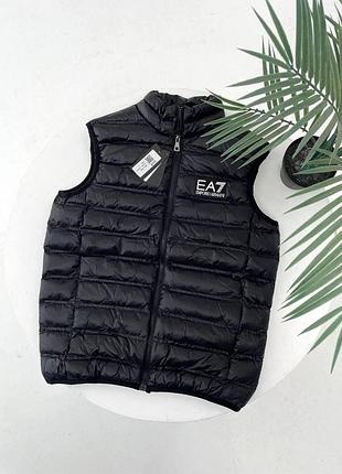Мужская жилетка ea7 emporio armani черная с рефлективным логотипом