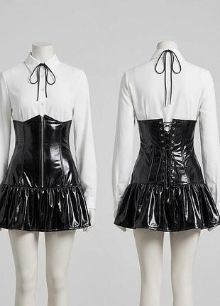 Лакова спідниця-корсет у готичному стилі: cyber gothic, punk, dark acidemia, streetwear латексний під шкіру