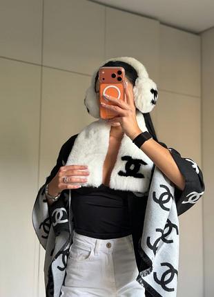 Комплект шарф + навушники chanel 🖤