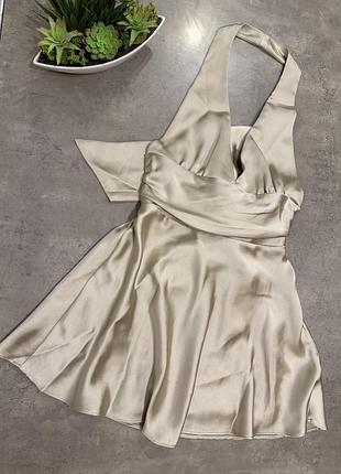 Коктейльна атласна сукня zara плаття платье