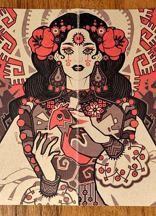 Этно открытки kashiomi_art 2шт. и стикеры, невероятно красивый арт