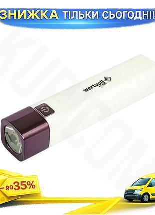 Ku фонарь ручной wertvoll universal fit 1800mah led с функцией powerbank для кемпинга и путешествий ак uni2l_k