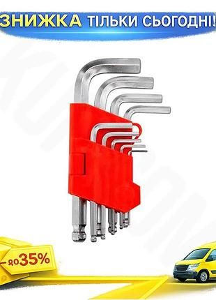 Ku набор шестигранных ключей universal fit intertool 9 шт г-образные ключи с шаром для сборки мебели и uni2l_k