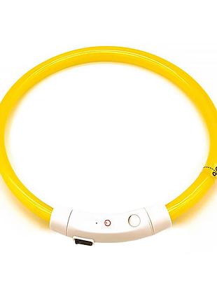 Светодиодный led ошейник l-18 usb светящийся водоотталкивающий для собак и котов yellow m
