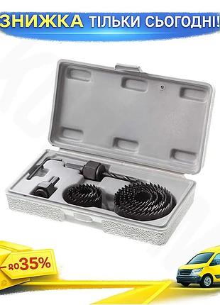 Ku набір корончастих свердлів universal fit по дереву intertool 19-64 мм 8 шт. uni2l_k