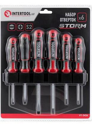 Ku набор отверток intertool universal fit storm 6 шт профессиональный комплект для сто и мастерских с uni2l_k 6