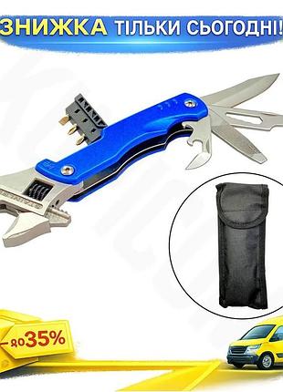 Ku ключ розвідний універсальний universal fit мультитул 8-в-1 fixgo для дому та дачі багатофункціональ uni2l_k