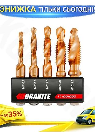 Ku набор сверл-метчиков granite universal fit m4 5 6 8 10 для нарезки резьбы мягких металлов и пластма uni2l_k