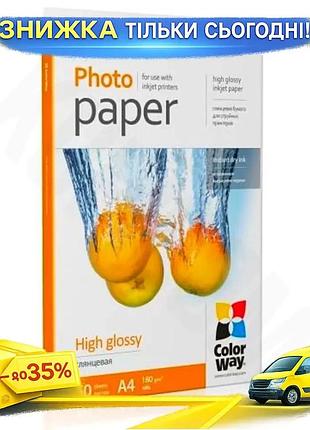 Ku фотопапір colorway глянсовий universal fit a4 180 г/м2 50 арк для фотографій друк портфоліо uni2l_k