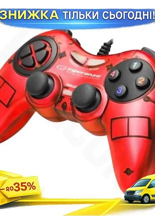 Ku геймпад esperanza gx400 universal fit fighter dark red usb для пк з вібрацією і аналоговими стиками uni2l_k