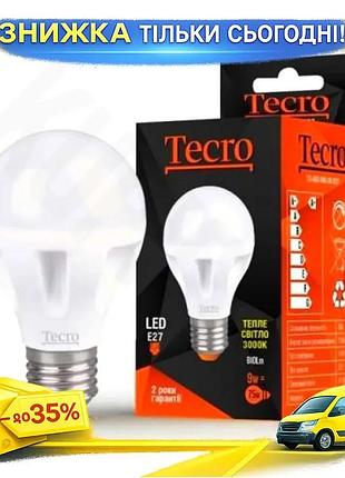 Ku светодиодная лампа e27 universal fit 9w 3000k tecro матовая теплая белая для освещения дома и офиса uni2l_k