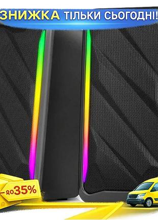 Ku колонки 2.0 real-el universal fit з rgb підсвічуванням для комп'ютера та ноутбука usb 2 x 5 вт акус uni2l_k