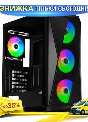Ku корпус mid tower universal fit 2e gaming чорний для atx micro atx mini itx без бж з загартованим ск uni2l_k