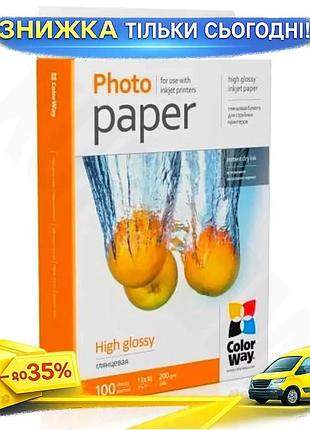 Ku фотопапір colorway глянсовий universal fit 13х18 200 г/м2 100 арк для фотозйомки друк фотографій uni2l_k