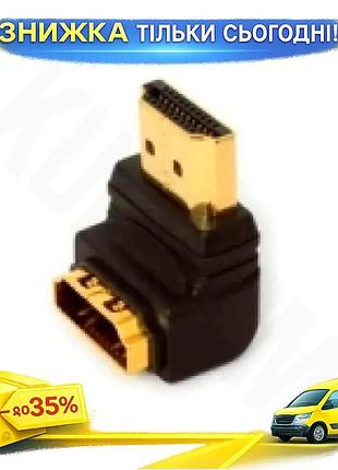 Ku переходник hdmi (m) universal fit - hdmi (f) atcom черный угловой разъем для телевизора монитора uni2l_k