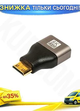 Ku переходник minihdmi(m) - universal fit hdmi(f) cablexpert черный 8k для подключения к телевизору мо uni2l_k